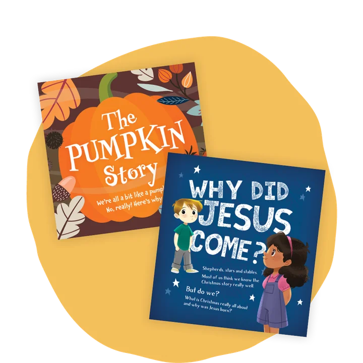 graphic featuring a couple of children's evangelistic tracts