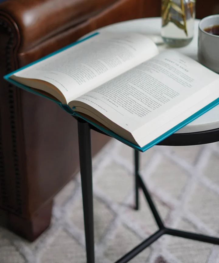 Photograph of an open devotional on a table
