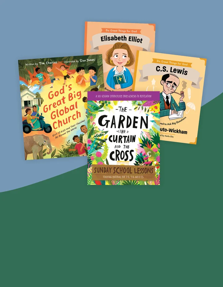 Graphic featuring various kids ministry resources